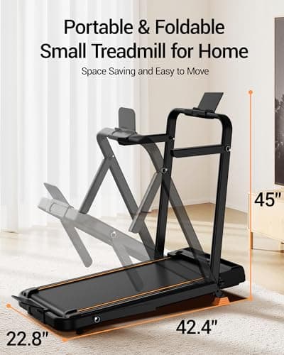16% Incline Walking Pad Treadmills for Home Small, 4-in-1 Under Desk Treadmill with Handles, Foldable Treadmill with 2.5 HP Quiet Brushless, 330 LBS Capacity 5