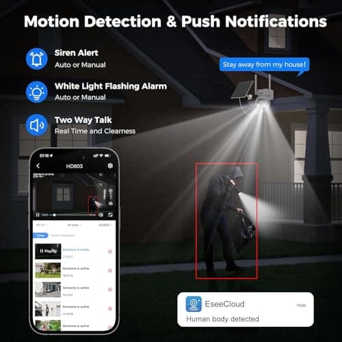 Hiseeu 4G LTE Cellular Security Camera Solar Powered, No WiFi Security Cameras Wireless Outdoor, PIR Motion, 2 Way Talk, 360° PTZ, 2K Color Night Vision, 64G SD & SIM Card Included 5