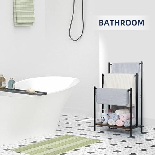 storenization Standing Towel Rack, 3-Tier Blanket Holder with Storage, Sturdy Freestanding Towel Racks Metal Blanket Rack for Bathroom, Bedroom, Living Room 7