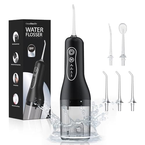 Water Flosser Teeth Cleaner, 4 Modes Rechargeable Portable Cordless Oral Irrigator 260ML Electric Dentel Flossers with DIY Strength, IPX7 Waterproof Travel Flossing Cleaning Picks for Home, Travel
