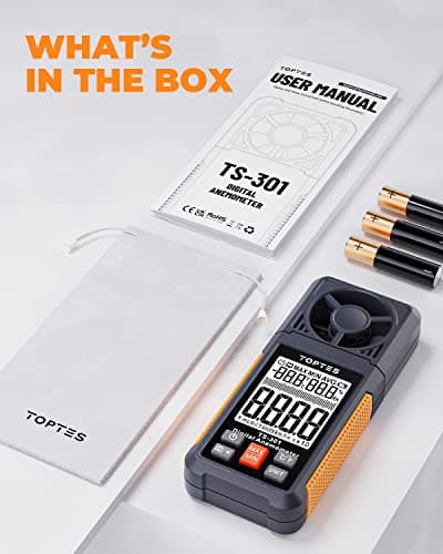 TopTes TS-301 Digital Anemometer, Wind Speed Meter with 2.26-inch Big Backlight LCD Screen, Air Flow Meter for Sailing Surfing Drone Flying RC Plane Golf Shooting HVAC 7
