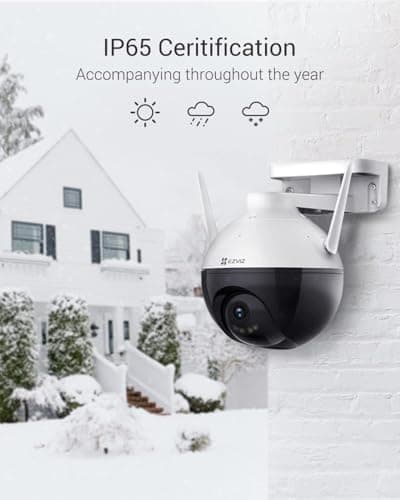 EZVIZ 360° Security Camera Outdoor, WiFi Camera for Home Security, Surveillance Camera, No Subscription with Motion Detection, Color Night Vision, Audio Pick-up, Waterproof, Alexa/Google, 256GB| C8C 7