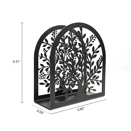 Fobule Napkin Holder for Tables, Vintage Metal Freestanding Tissue Dispenser, Black Cast Iron Vertical Tabletop Paper Napkin Holder Stand for Dinner Home Kitchen Restaurant Picnic Party (Tree of Life) 9