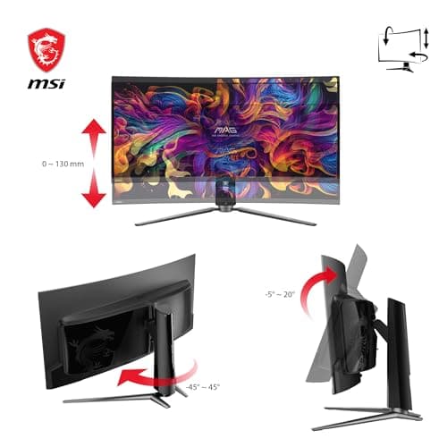 msi MPG 341CQPX QD-OLED 34-inch Curved OLED Gaming Monitor, 3440 x 1440 (UWQHD), 0.03ms Response time, 240Hz, True Black HDR 400, HDMI, DP Port, USB Type C, Tilt, Height Adjustable 5