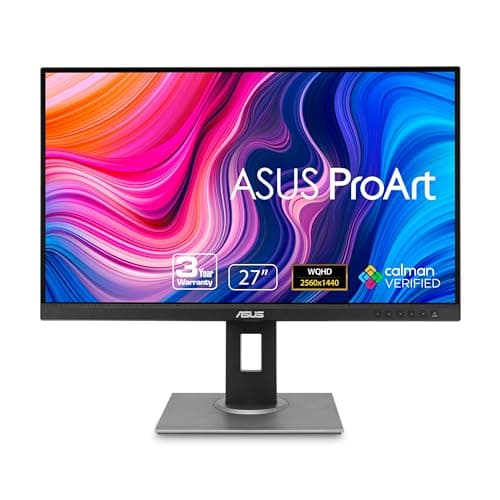 ASUS ProArt Display PA278QV 27” WQHD (2560 x 1440) Monitor, 100% sRGB/Rec. 709 ΔE < 2, IPS, DisplayPort HDMI DVI-D Mini DP, Calman Verified, Eye Care, Anti-Glare, Tilt Pivot Swivel Height Adjustable
