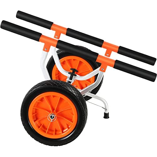 VEVOR Kayak Cart, Heavy Duty 450 LBS Load Capacity Kayak Trailer, Detachable Canoe Trolley Cart with Adjustable Width & Nonslip Support Foot, 12'' Solid Tires for Kayaks Canoes Float Mats Paddleboards 12
