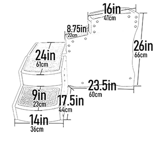 Pet Gear Easy Step Bed Stair for Cats/Dogs, Adjusts to Either Side of Bed, Removable Washable Carpet Treads, Storage Compartment, for Pets Up to 75lbs,New Essential Gray 6