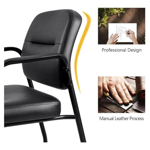 Devoko Waiting Room Office Reception Chairs Executive Leather Guest Chairs with Armrest Ergonomic Upholstered Lumbar Support Side Chairs (2 Pack) 7
