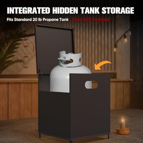 EAGLE PEAK Outdoor Propane Fireplace 50,000 BTU Gas Fireplace with Locking Mesh Doors with Storage & Adjustable Flame, Patio Heater for Decks Backyards, Black/Gray 7