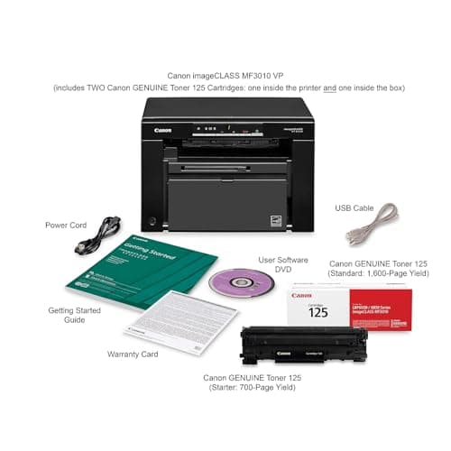 Canon imageCLASS MF3010 VP - Wired Monochrome Multifunction Laser Printer with Scanner, Copier, USB Cable Included, Up To 2,300 Page Toner Yield in Box, 19 PPM, Black 8