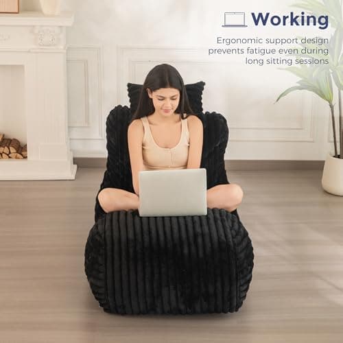 MAXYOYO Chaise Lounge with Pillow, Ergonomic Chaise Lounge Chair Indoor, Soft Fabric Velvet Floor Sofa, Fainting Couch for Bedroom Living Room 5