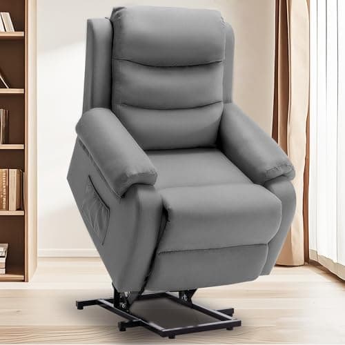 Korser Recliner Chair for Adults, Power Lift Reclining Chair for Elderly, Small Recliner with Assist for Seniors, Electric Single Lift Sofa with Memory Function for Living Room Reading Room, Darkgrey