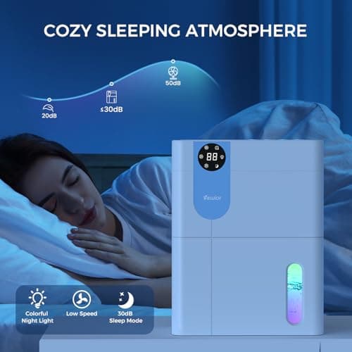 Dehumidifier, VEWIOR 152 OZ Dehumidifiers for Home, (900 sq.ft) Quiet Dehumidifier for Basement with Large Water Tank, Dehumidifiers for Bathroom Bedroom RV Closet with Auto Shut Off and Night Light 5