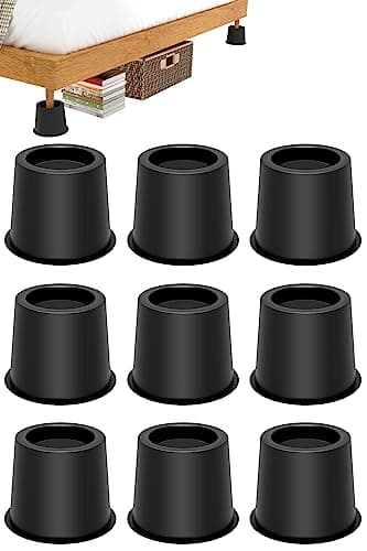 GooFurnit 4 Inches Bed Riser, Heavy Duty Bed Elevator 3000 LBS for Lifting Bed Sofa Furniture at Home Dorm College, 9 Pieces, Black