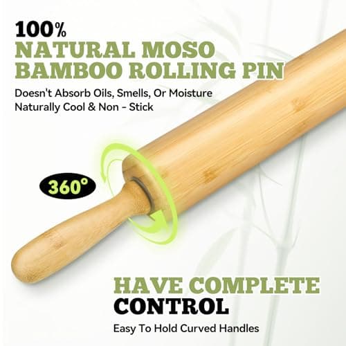 17.5 inch Wooden Rolling Pin for Baking - Long Dough Roller for All Baking Needs 6
