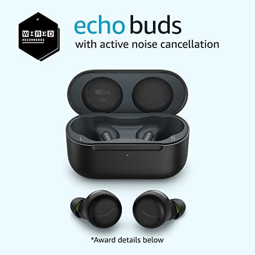 Amazon Echo Buds with Active Noise Cancellation (newest model), Wired charging case, Black 6