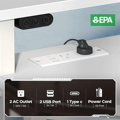 Rolanstar Corner Desk, 44.5" W x 34.5" H Small Computer Desk with Power Outlets, Gaming Desks with LED Lights, Triangle Corner Table with Keyboard Tray & Monitor Stand for Small Space, White 5