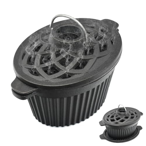 UKENEM Wood Stove Steamer & Cast Iron Humidifier, 1.4 Qt Fireplace Simmer Pot with Cast Iron Trivet, Dual-Layer Design for Steaming, Humidifying and Stove Protection (Ellipse-1)
