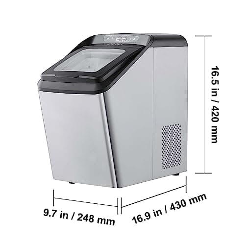 VEVOR Nugget Ice Maker Countertop, 30lbs/24H Pebble Ice Maker Machine, 2 Way Refill, Self Cleaning Sonic Ice Maker with Basket&Scoop, Chewable Nugget Ice Maker for Home Kitchen Office Party RV 5