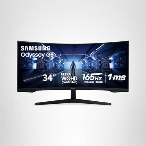 SAMSUNG 34' Odyssey G5 Ultra-Wide Gaming Monitor with 1000R Curved Screen, 165Hz, 1ms, FreeSync Premium, Large Display, Eye Comfort, Multiple Ports, WQHD, LC34G55TWWNXZA, Black 13