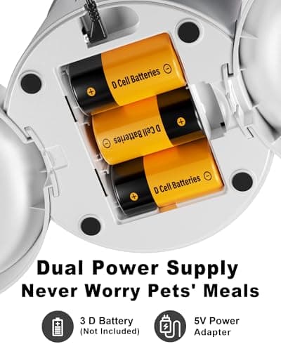 Dual Automatic Cat Feeder 2 Cats,6 Meals/Day,12 Portions/Meal,4.2L Dual Power Double Bowls Feeder,Dry Food Auto Pet Dispenser,10S Voice Record,Flexible Schedule Timer (White,Basic Dual Bowls) 8