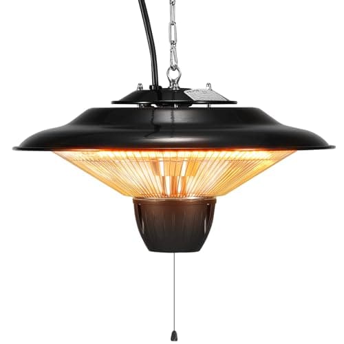 VEVOR Hanging Patio Heater, 1500W Electric Space Infrared Heater, IP34 Protection with 23.6 inch Pull Cord & Adjustable Chain, for Porch,Patio,Dining Room,Studio Outdoor/Indoor