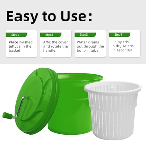 Wutfly 5 Gallon Commercial Salad Spinner and Dryer, Large Manual Vegetable Washer & Greens Dryer with Drain Tube, Heavy-Duty & FDA Listed for Restaurant, Home, Farm Use 5