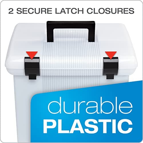 Pendaflex Portable File Box, Frosted White, Hinged Lid with Double Latch Closure(41745AMZ) 5
