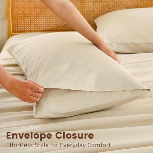 Bedlifes 100% French Linen Pillowcases Queen Size 20x30 Inch, Set of 2 - Natural Soft, Breathable & Moisture-Wicking,Envelope Closure,Easy Care(Linen) 6