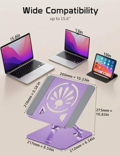 Axbima Aluminum Laptop Stand for Desk – Adjustable Ergonomic Laptop Riser, Foldable & Portable Holder Fit for MacBook & 10"-16" Laptops for Office, Home & Travel,Purple 6