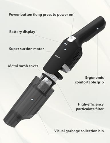 MUZAP Handheld Vacuum Cleaner for Pet Hair & Car, Cordless, Powerful 15KPa Suction, 30-Min Runtime, 500ML Dust Cup, Blue 5