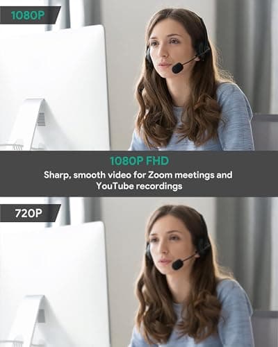 1080p Webcam with Dual Stereo Microphones & Privacy Cover, Full HD USB Desktop Web Computer Camera with Auto Light Correction for Video Conferences, Compatible with Windows & Mac, PC & Laptop 7