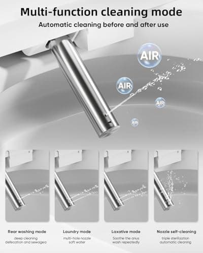 LOUPUSUO Smart Toilet with Warm Water Sprayer and Dryer, One Piece Bidet Toilet with Auto Dual Flush Foot Sensor Operation,Heated Seat Smart with Built In Fahrenheit LED Display 6