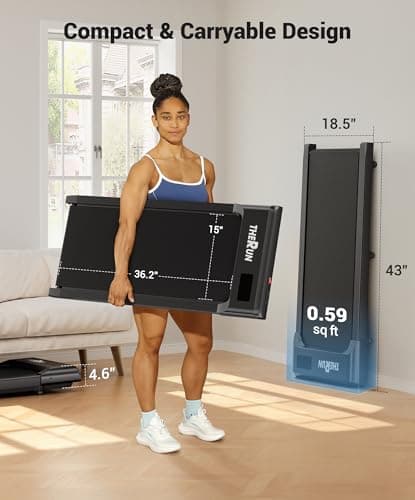 THERUN Walking Pad Treadmill with 10% Incline, Under Desk Treadmills for Home Office, Portable Small Walking Pad with Remote Control 7