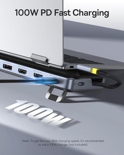Baseus Laptop Docking Station Stand, 12 in 1 Triple 4K Display HDMI/DP, 10Gbps USB A/C Fast Data, PD 100W, Ethernet, TF/SD, USB C Docking Station with Stand for Windows/Dell/HP/Lenovo/Asus/Acer/Mac 5
