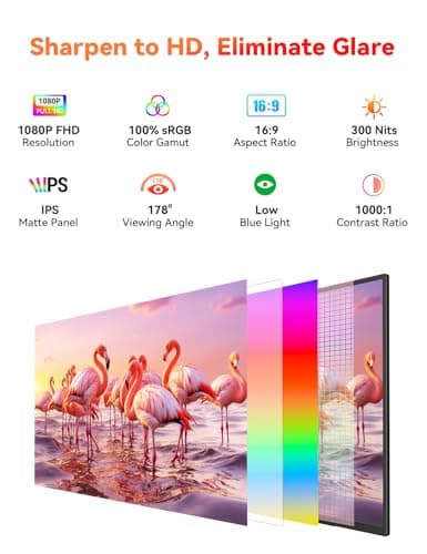 HotYeah 23.8" 100Hz Portable Monitor, 1080P FHD 100% sRGB IPS USB-C HDMI Large External Monitor, Home Gaming 2nd Screen w/180° Adjustable Kickstand for MacBook, Laptop, PC, Phone, Tablet, Switch, PS5 8