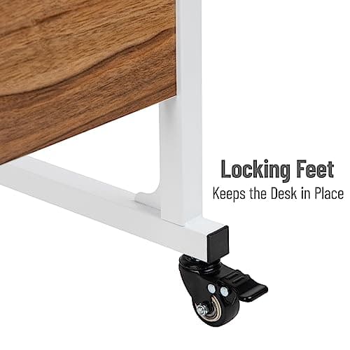 Mind Reader Standing Desk, Adjustable Height, Laptop Workstation, Home Office Computer Table, MDF, Brown 7