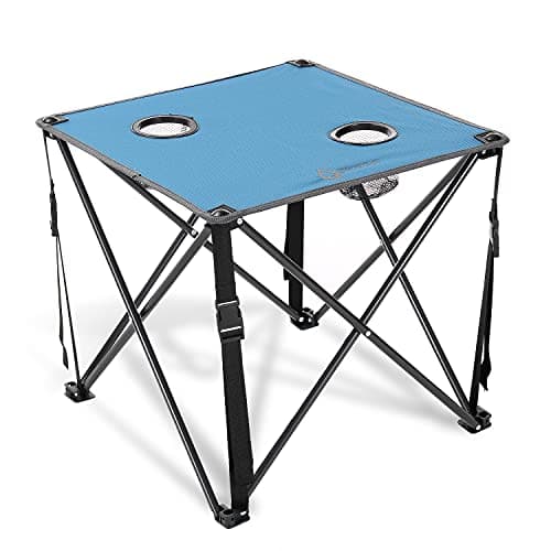 ARROWHEAD OUTDOOR 26” (66cm) Portable Camping Folding Table, 2 Cup Holders, Square, Carrying Case, Steel Frame, High-Grade 600D Canvas
