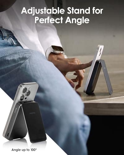 Mophie Snap+ Powerstation Mini with Stand - 5000mAh,15W Qi2 Magnetic Wireless Charger, Portable, Compatible with MagSafe & Qi-Enabled Smartphones, with Kickstand, USB C to USB C Cable Included, Black 6