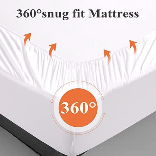 Fitted Sheet 1 Pack TwinXL Size Only Viscose Derived from Bamboo,400 Thread Count 16" Deep Pocket,Bottom Sheet Soft & Silky & Breathable(1Pack, White, TwinXL) 8