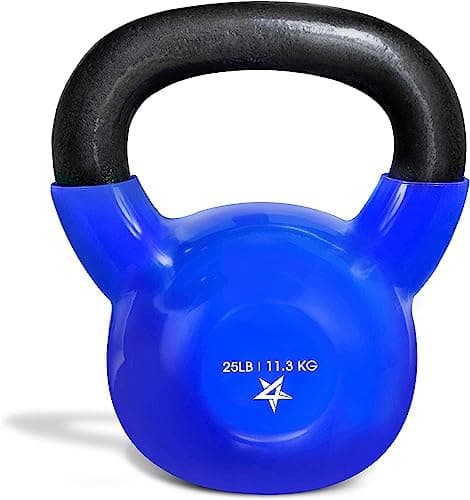 Yes4All Kettlebell, 25 lb Vinyl Coated Cast Iron Strength Training Kettlebells for Home Gym Exercises, Heavy Weights Gym, Fitness, Full Body Workout Equipment, Push up, Grip, Strength Training - Blue