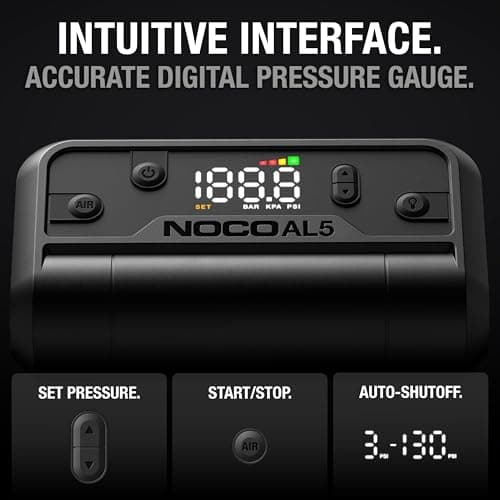 NOCO Air AL5: Cordless Tire Inflator – Portable Rechargeable Air Compressor with USB-C – 17 LPM Inflates 0–40 PSI in 7 Minutes – Digital Gauge + Auto-Shutoff – For Tires up to 31-Inches 6