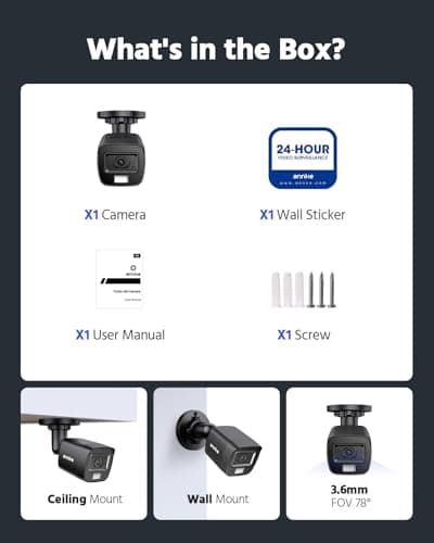 ANNKE 1080p HD-TVI Security Surveillance Camera for Home CCTV System, 2MP Bullet BNC Camera with 100 ft Super Night Vision, IP66 Surveillance Weatherproof Add–on Wired Cam 9