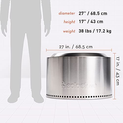 Solo Stove Yukon 2.0, 27 Inch Smokeless Fire Pit with Removable Ash Pan - Wood Burning Portable Stainless Steel Outdoor Fireplace, Stainless Steel, Ideal for 6 or More People, 38 lbs 7