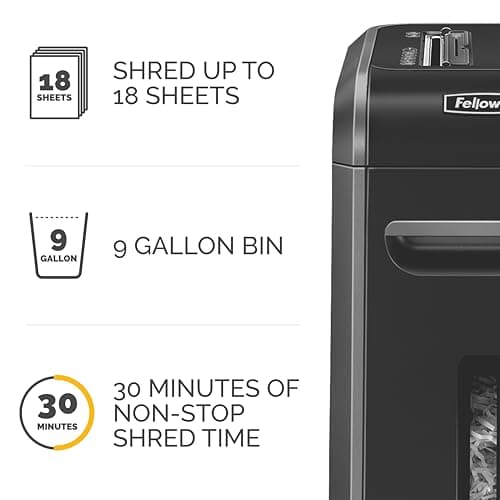 Fellowes Powershred 99Ci 18-Sheet 100% Jam-Proof Heavy Duty Crosscut Paper Shredder Machine for Office and Home, Black/Gray 3229904 5