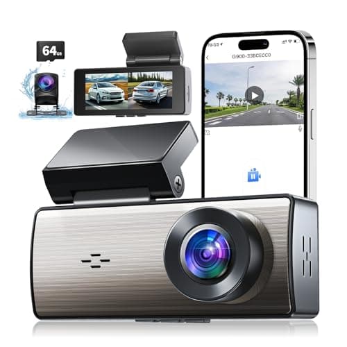 4K+2K Dash Cam Front and Rear,Dash Camera for Cars,Built-in 64G Card,5G WiFi APP Control,HDR Night Vision,24H Parking Mode,Loop Recording,Support 512GB Max(4k+2k)