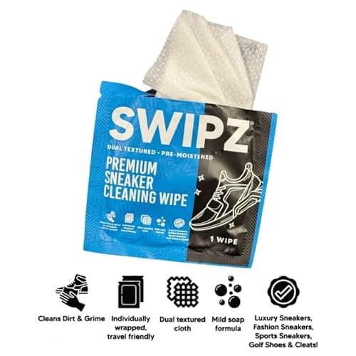 SWIPZ Sneaker Cleaner Wipes – Instant Shoe Cleaner for White Sneakers, Rubber Soles & Leather | Sneaker Eraser Wipes for Nike, Adidas, Air Jordan & More | 12 Travel Packs 6