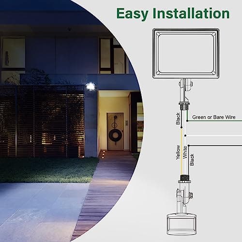 TREEWELL Motion Sensor, 180-Degree Replacement Motion Detector, Adjustable Time & Detection Sensitiity Up to 60 Feet Range, 3 Working Modes Pir Motion Sensor for Security Floodlight, Black, UL Listed 7