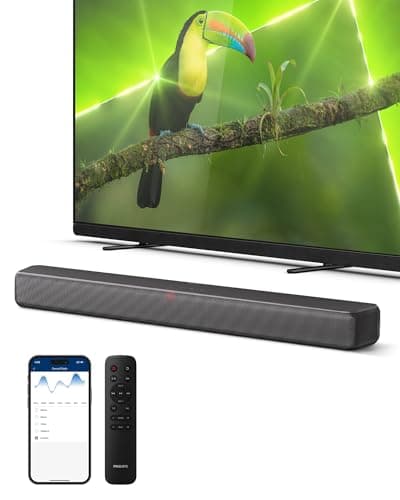 Philips B5109 SoundBar for TV, 2.0 Channel Sound, DTS Virtual:X, Dolby Digital Plus,BT LE Audio, EQ Effects,Night Mode, Easy Setup, EasyLINK, Roku TV Ready, Remote/APP Control, Darkgrey