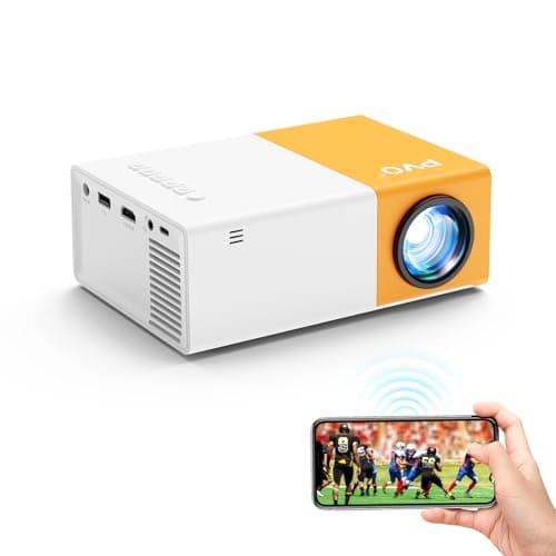 PVO Projector WiFi Portable Mini Projectors 1080P, Phone Screen Can Be Mirrored to Video Projector via WiFi, Movie Projectors Compatible with Smartphone/ Tablet/ Laptop/TV Stick/PS/Type-C/USB Drive